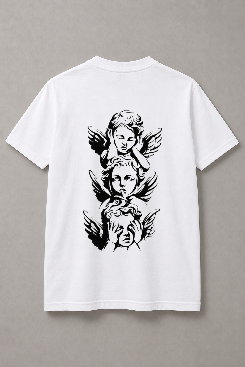 DSTRKT Angel Trio unisex basic beyaz tişört