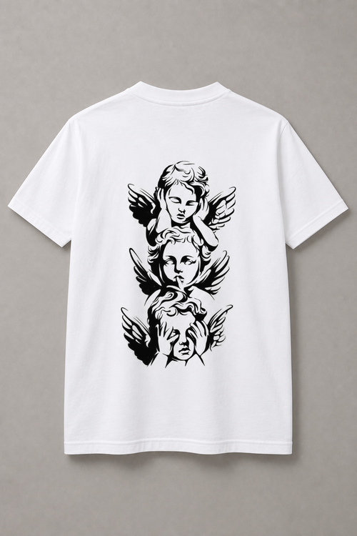 DSTRKT Angel Trio unisex basic beyaz tişört