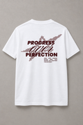 DSTRKT Progress Over Perfection unisex basic beyaz tişört