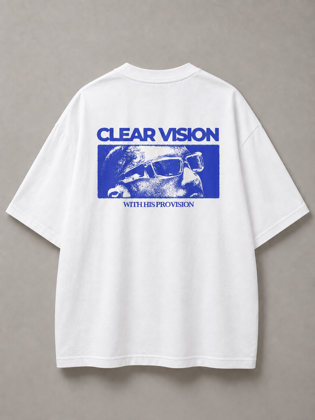 DSTRKT Clear Vision unisex oversize beyaz tişört