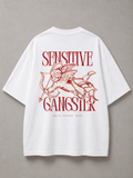 DSTRKT Sensitive Gangster unisex oversize beyaz tişört