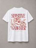 DSTRKT Sensitive Gangster unisex basic beyaz tişört