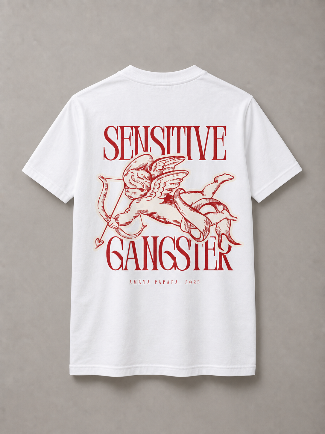 DSTRKT Sensitive Gangster unisex basic beyaz tişört