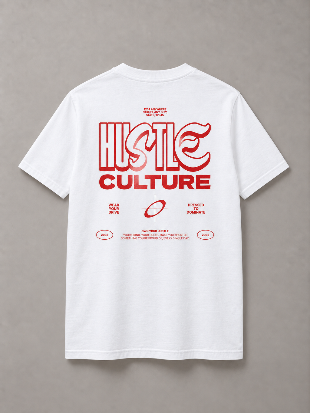 DSTRKT Hustle Culture unisex basic beyaz tişört