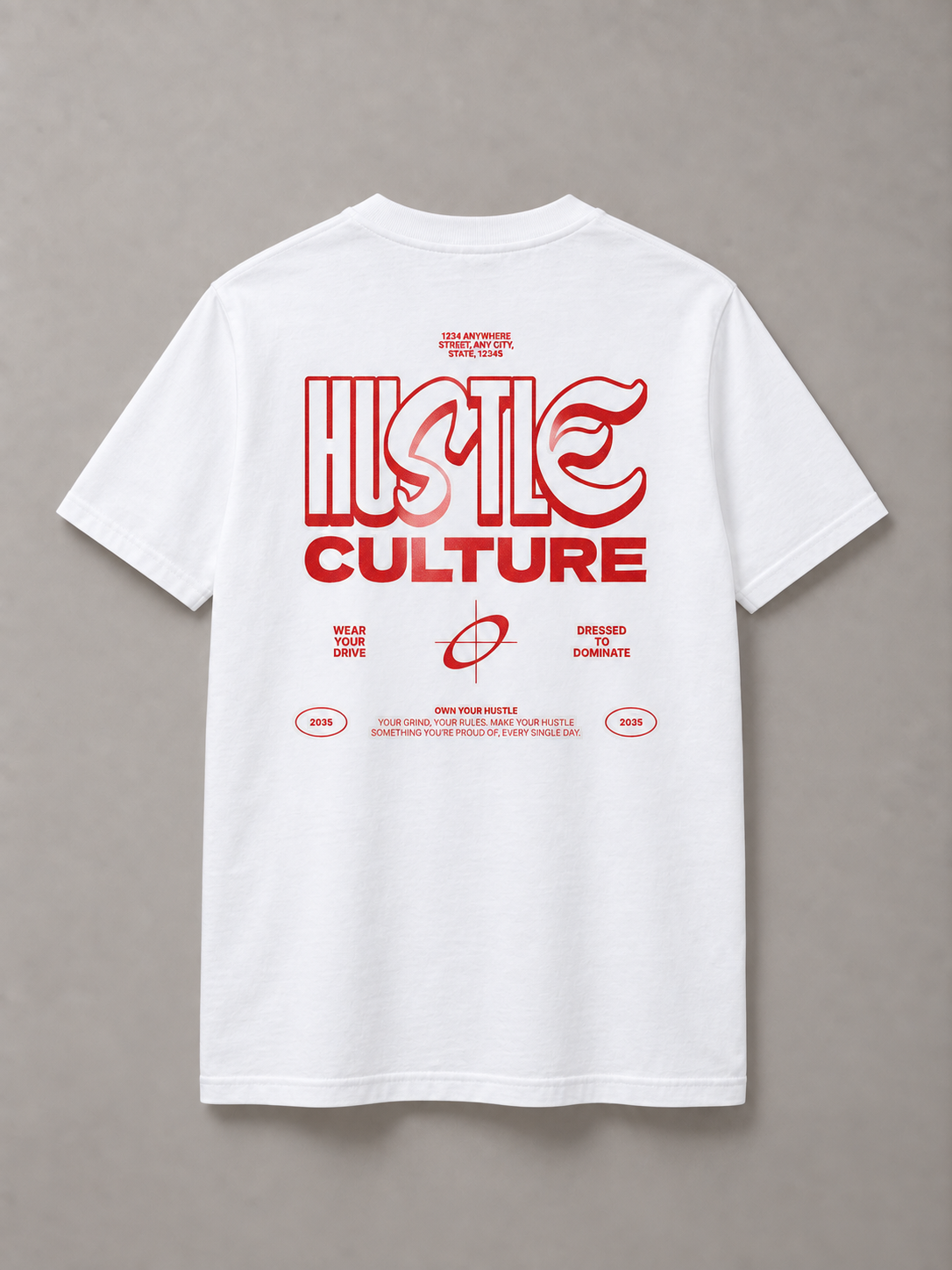 DSTRKT Hustle Culture unisex basic beyaz tişört